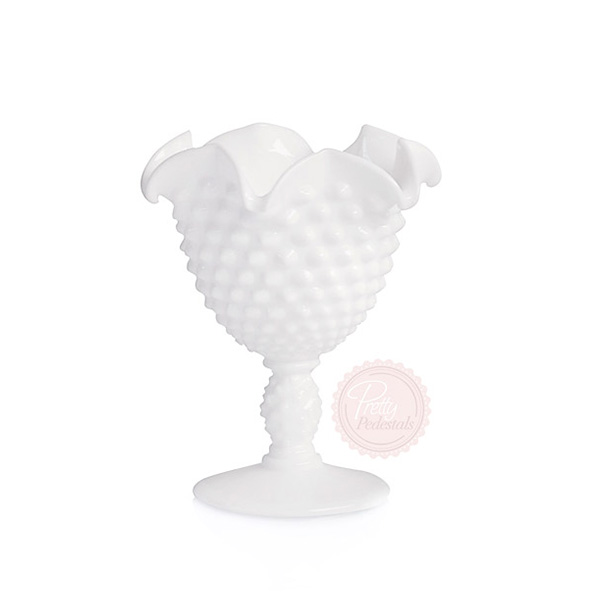Milk Glass Beaded Ruffle Small Compote