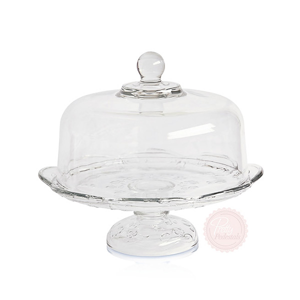 Clear Flower Cake Stand with Dome