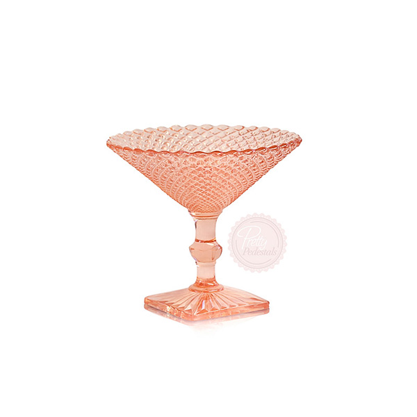 Peach Pink Diamond Point Compote