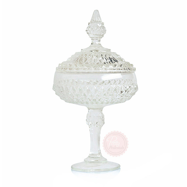 Clear Diamond Point Compote