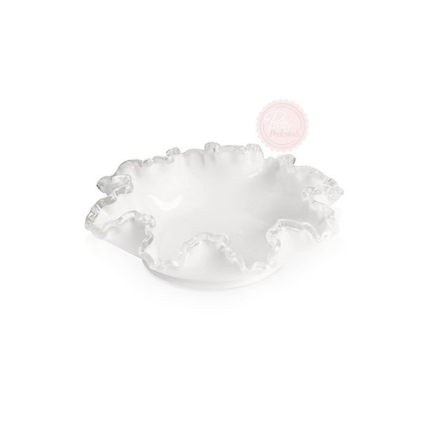 Milk Glass Ruffle Bowl Small