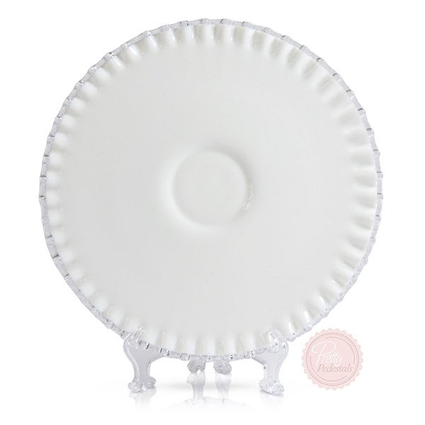 Milk Glass Ruffle Dessert Plate