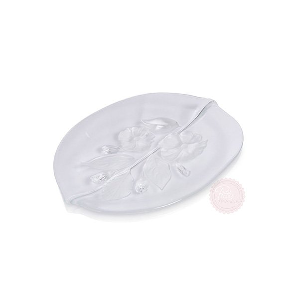 Clear Frosted Flower Dessert Plate