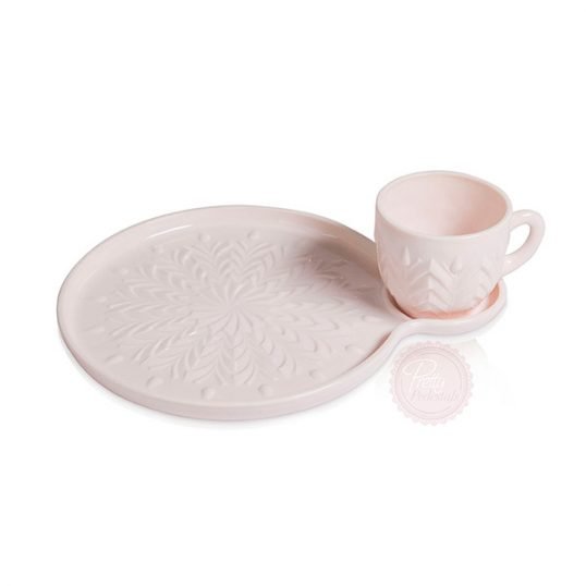 pink cup and saucer hire