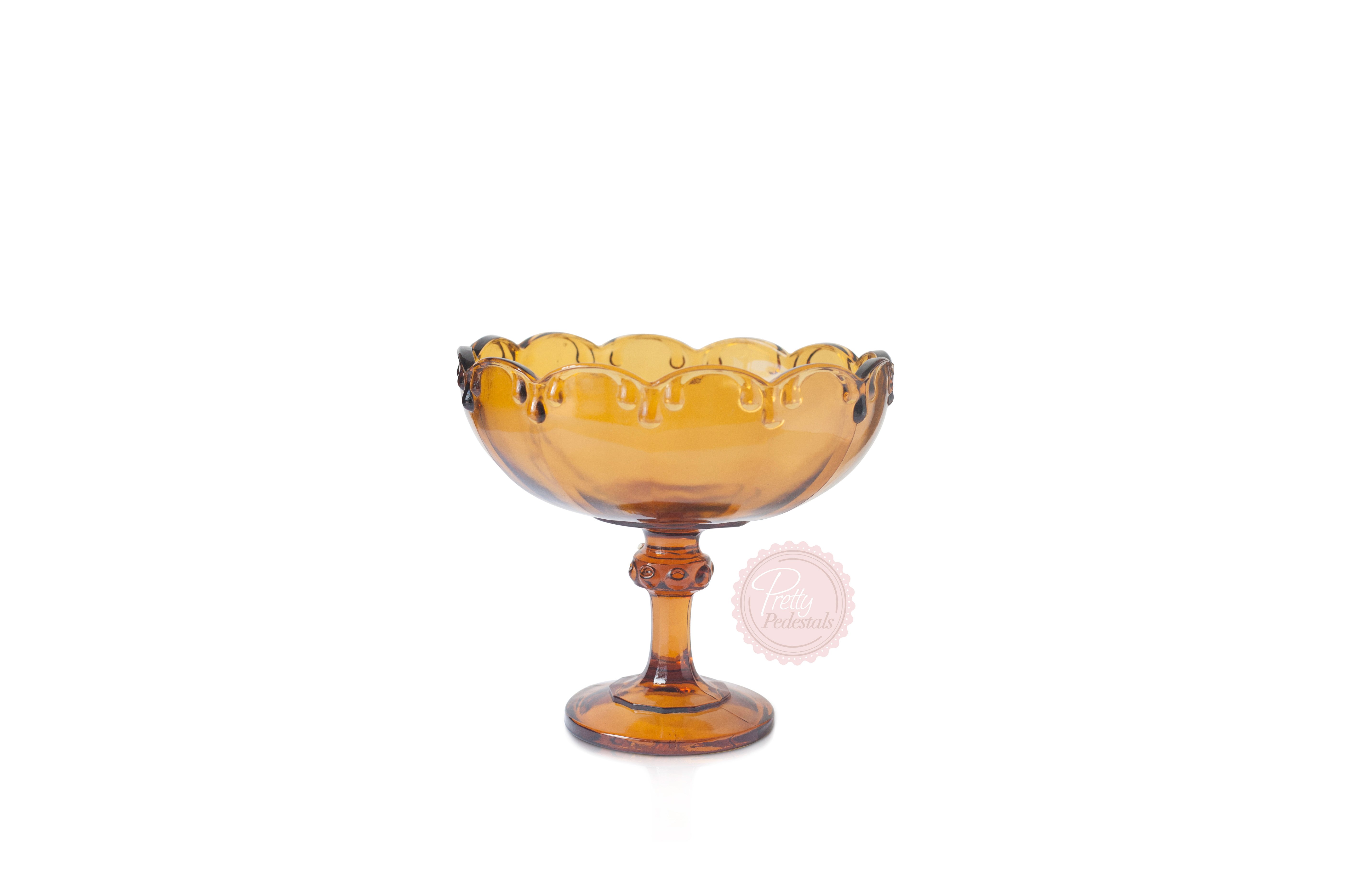 Amber Glass Teardrop Compote X Large