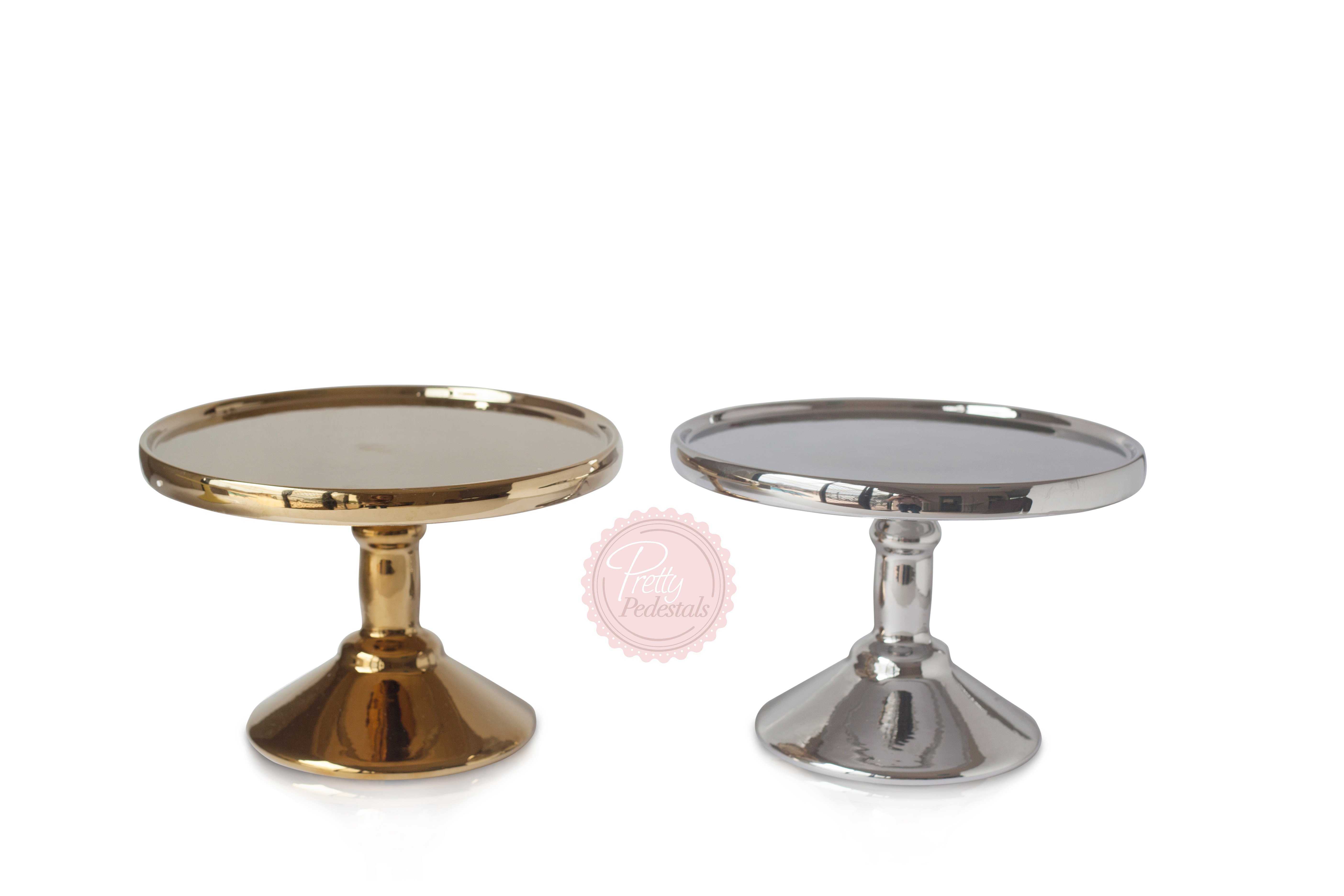 gold and silver cake stand hire