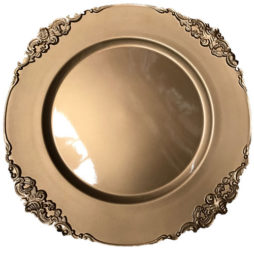 vintage gold charger plate hire
