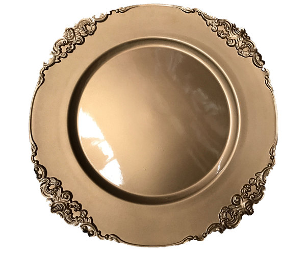 Acrylic Vintage Gold Charger Plate Hire
