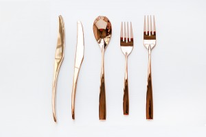 rose gold cutlery hire