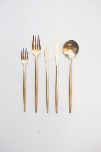 gold cutlery hire