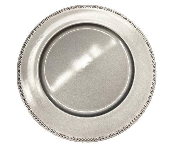 Acrylic Beaded Silver Charger Plate Hire