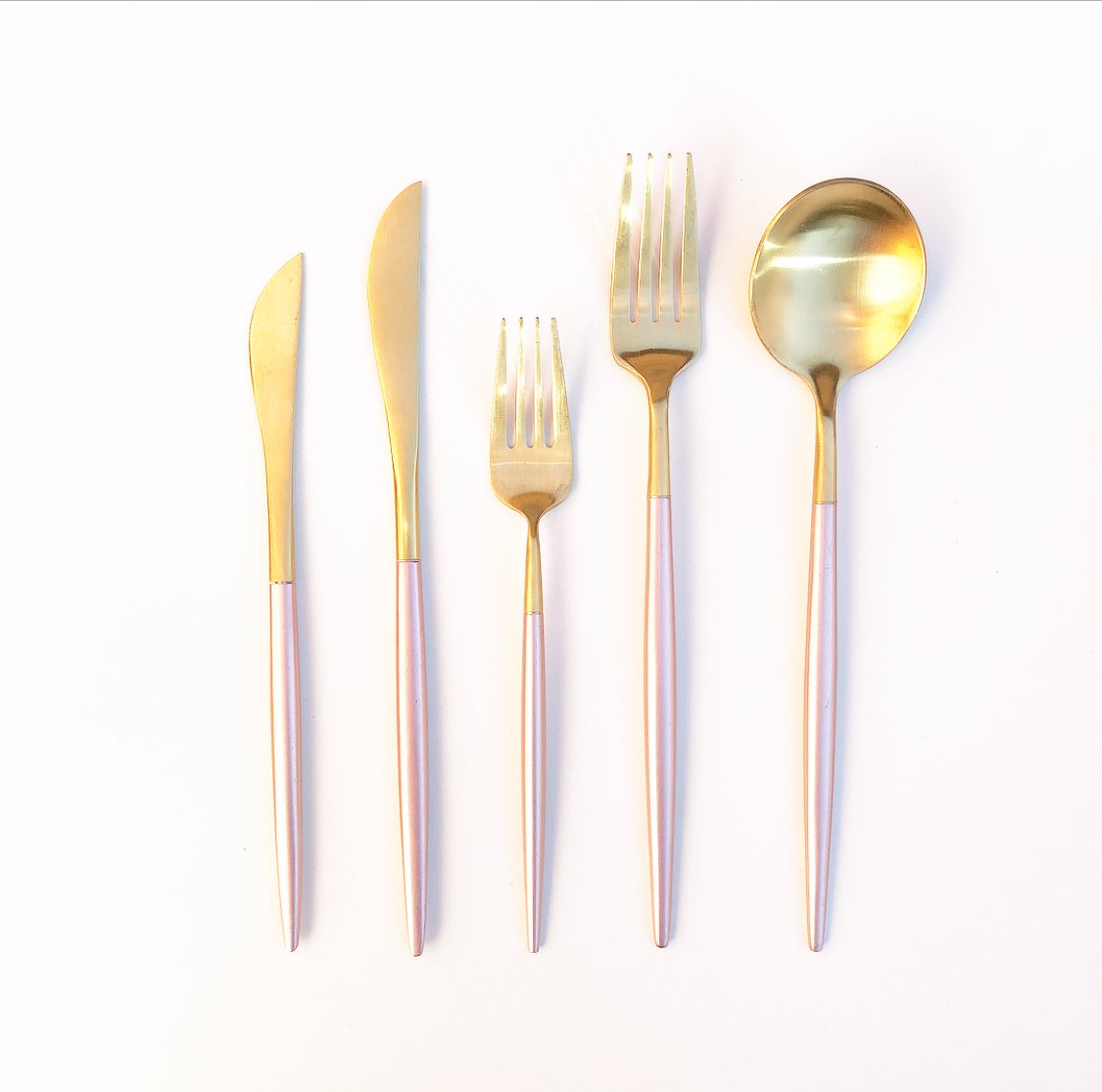 Pink and Gold Cutlery Hire – Contemporary Style