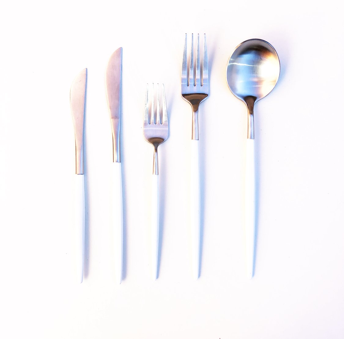 White and Silver Cutlery Hire – Contemporary Style