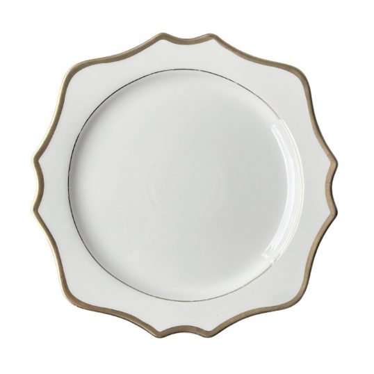 ornate white and gold charger plate hire
