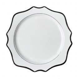 ornate white and silver charger plate hire