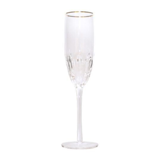 gold rim champagne glass hire