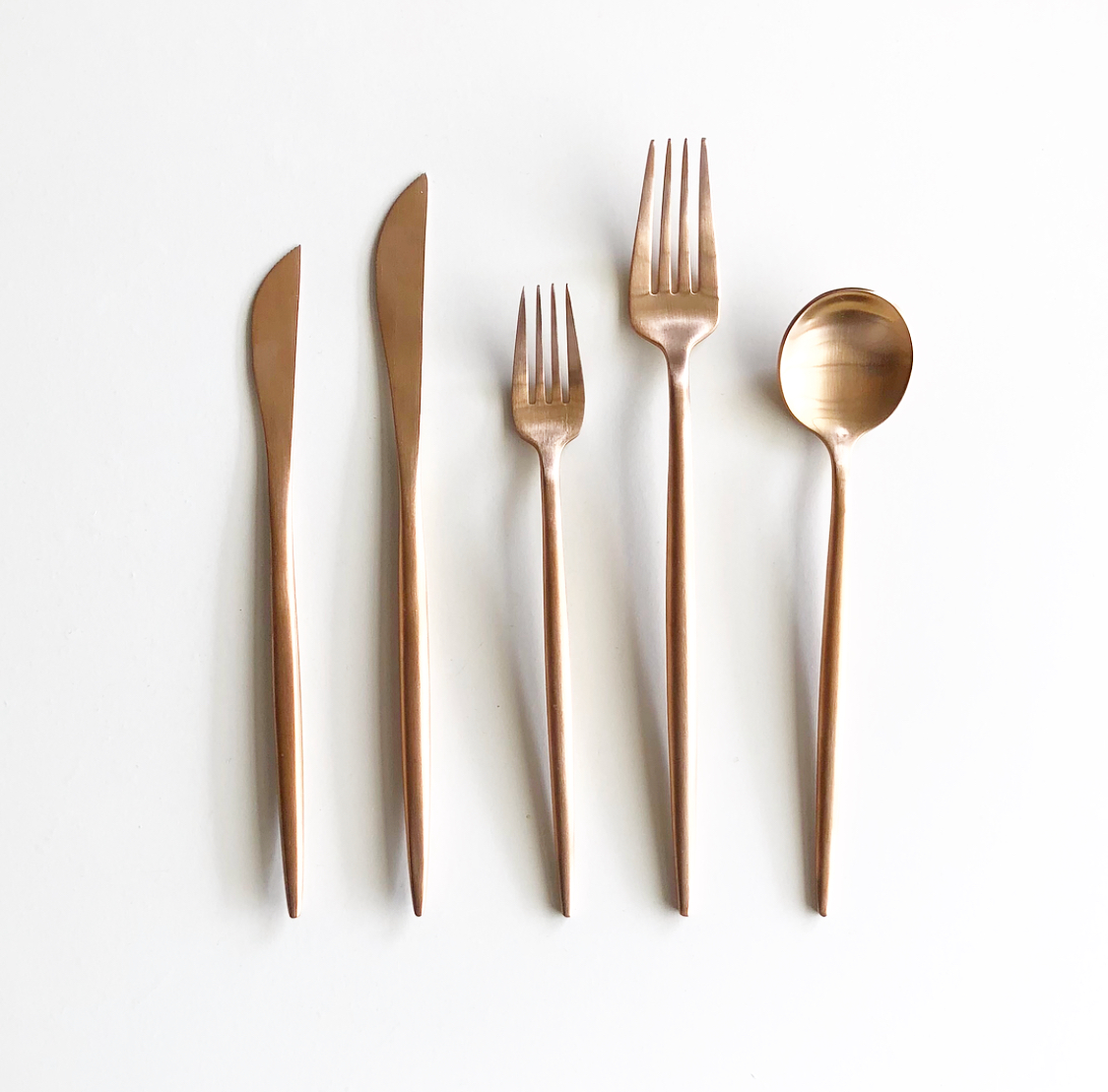 Brushed Copper Cutlery Hire – Contemporary Style