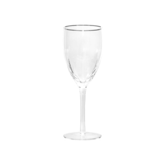 silver rim wine glass hire