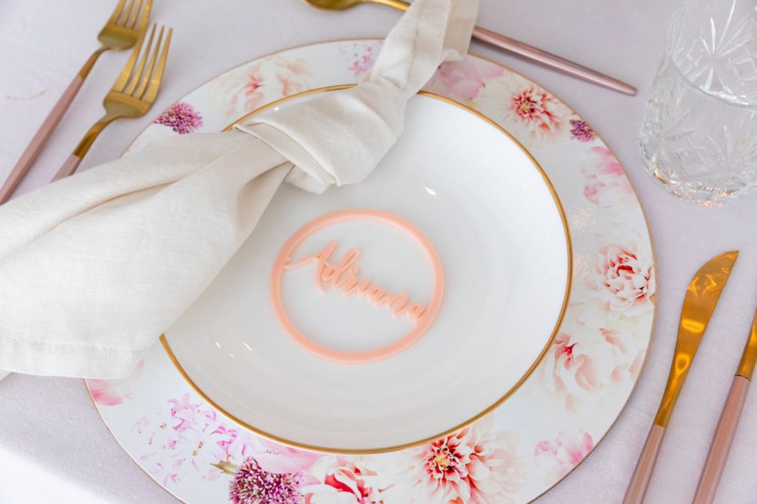 Pink Floral Placemat Hire The Pretty Table Event Hire