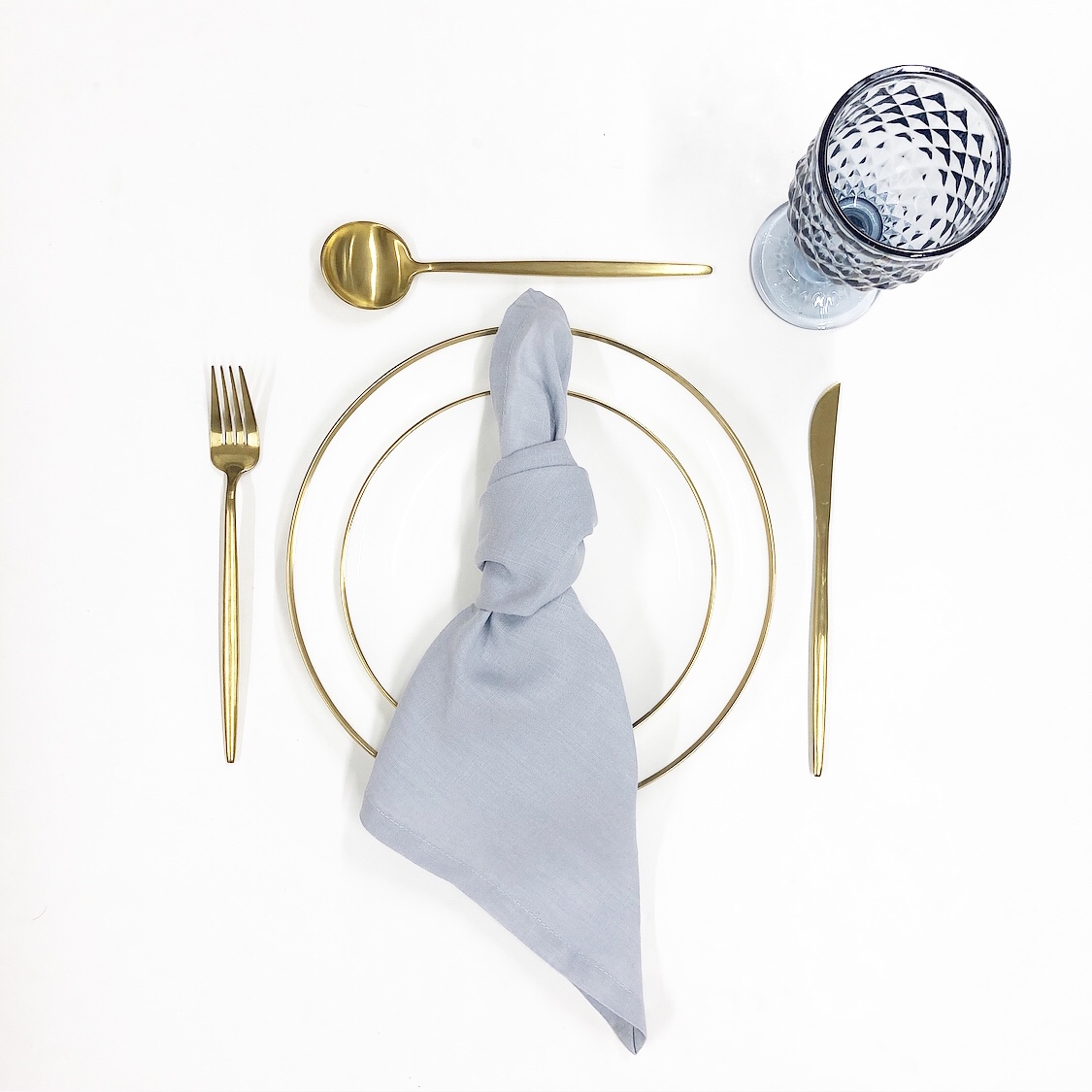 blue and gold tableware