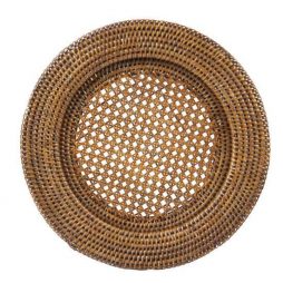 brown rattan charger plate hire