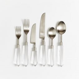 clear and silver cutlery hire