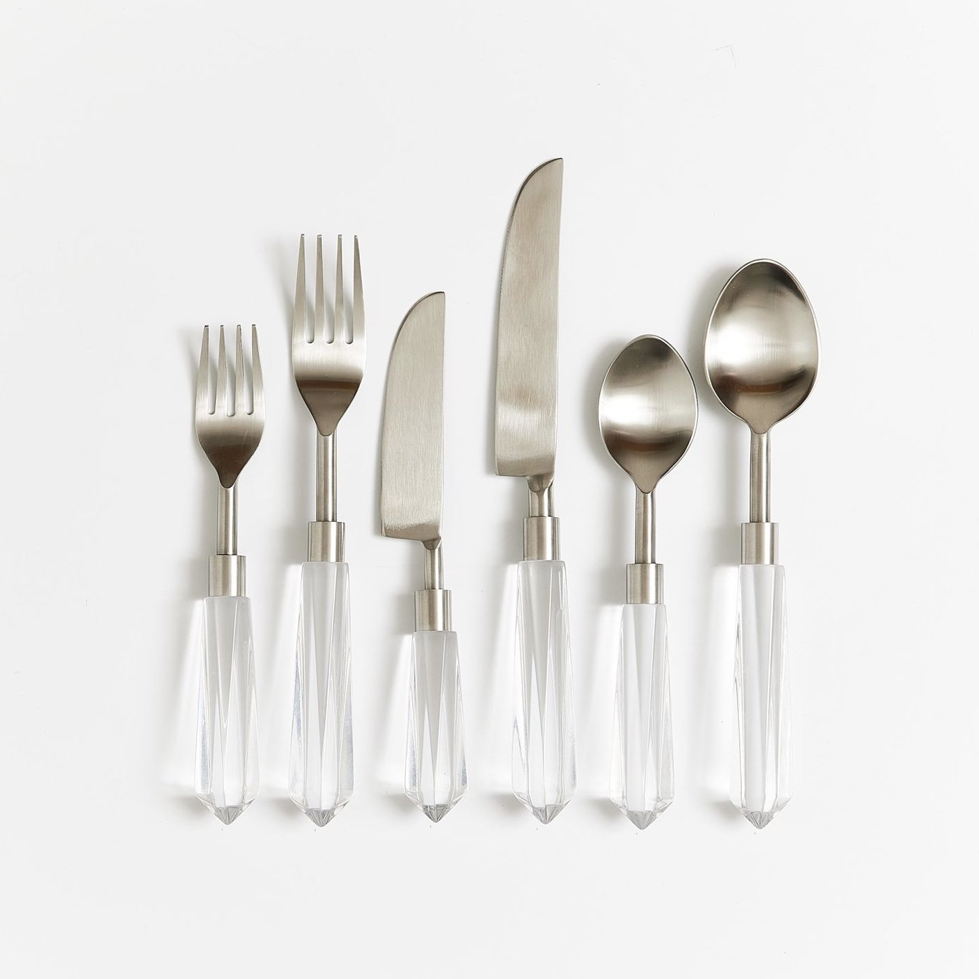 Clear Lucite & Silver Cutlery Hire – Jewel Style