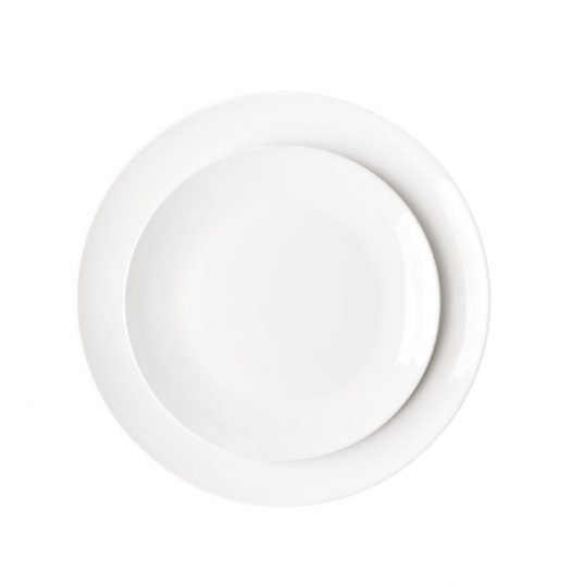 white dinnerware hire