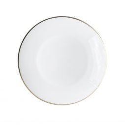 contemporary white and gold dinner plate hire
