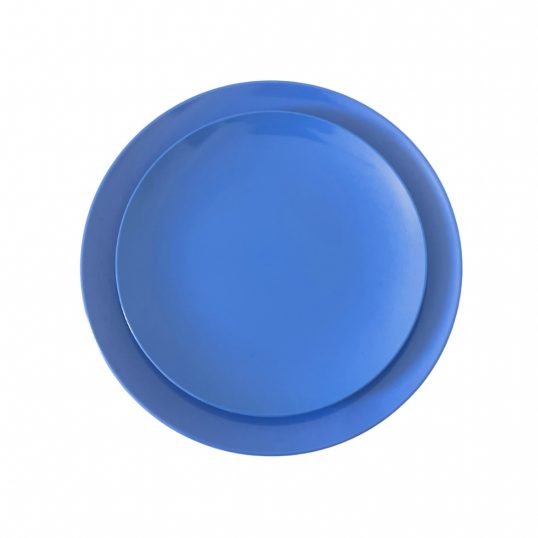 azure blue melamine dinnerware hire