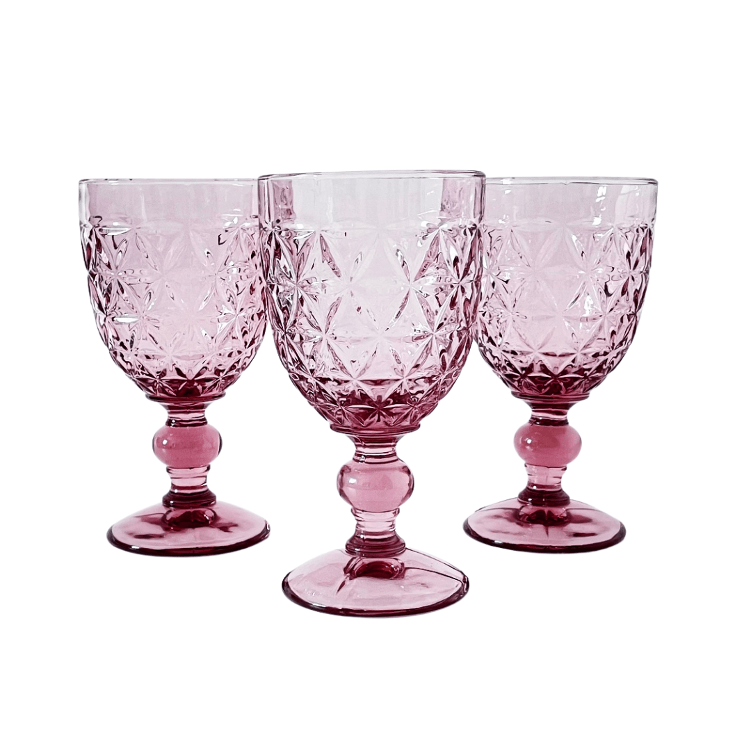 Pink Glassware Hire – Starburst Goblet
