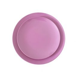 pink melamine dinnerware hire