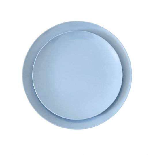 pastel blue melamine dinnerware hire