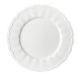 scallop white charger plate hire