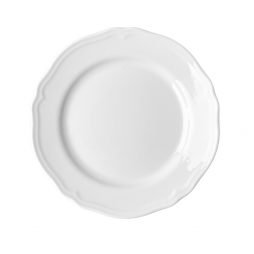 white scroll dinner plate hire