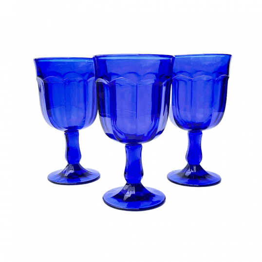 cobalt blue glassware hire