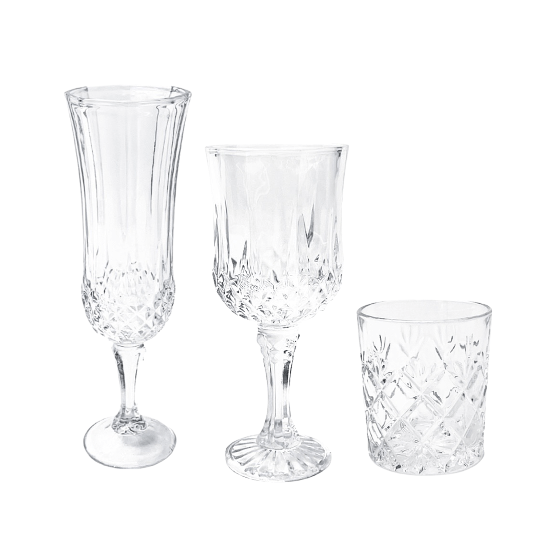 Crystal Vintage Glassware Set Hire
