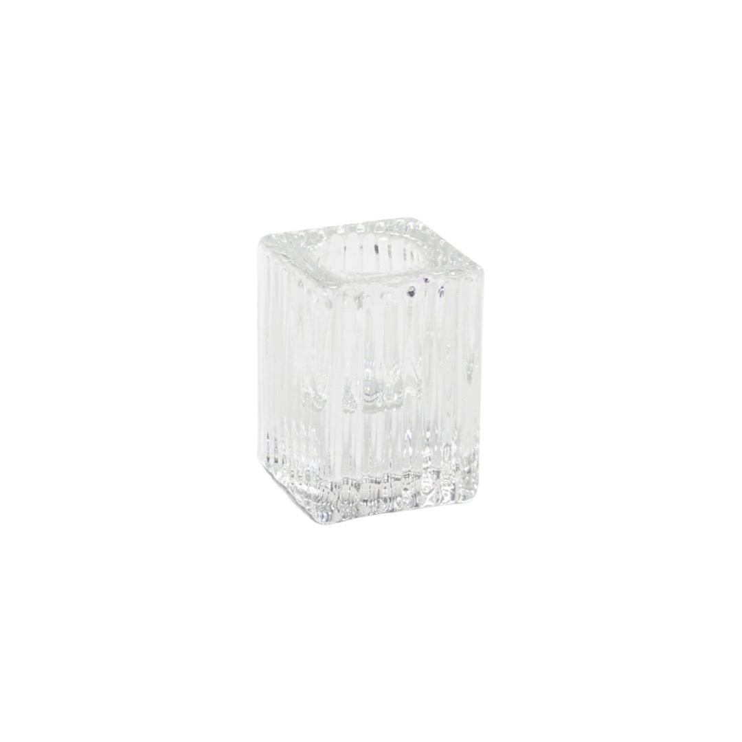 Ripple Clear Taper Candle Holder – Cube