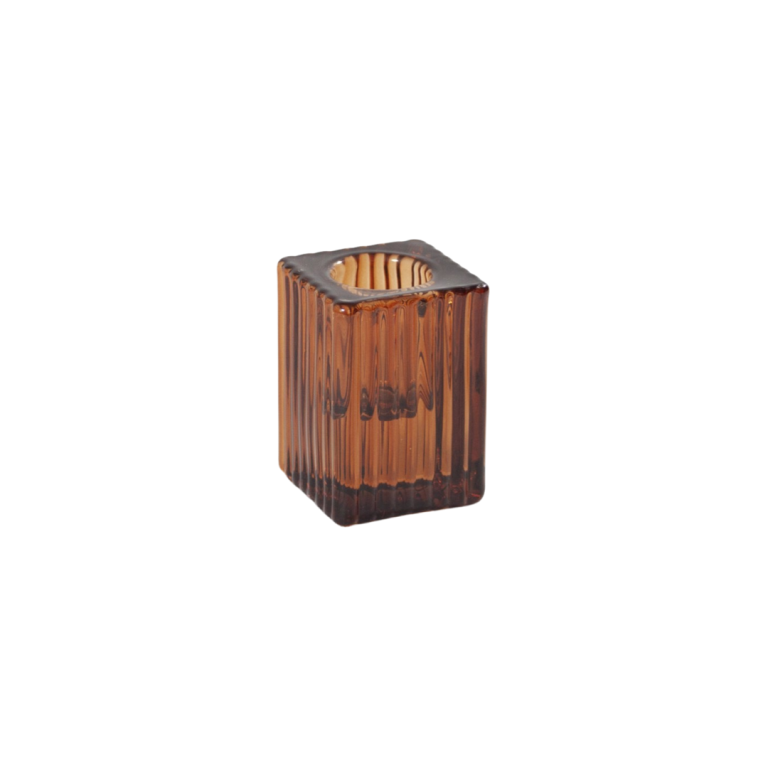 Ripple Amber Taper Candle Holder Cube The Pretty Table