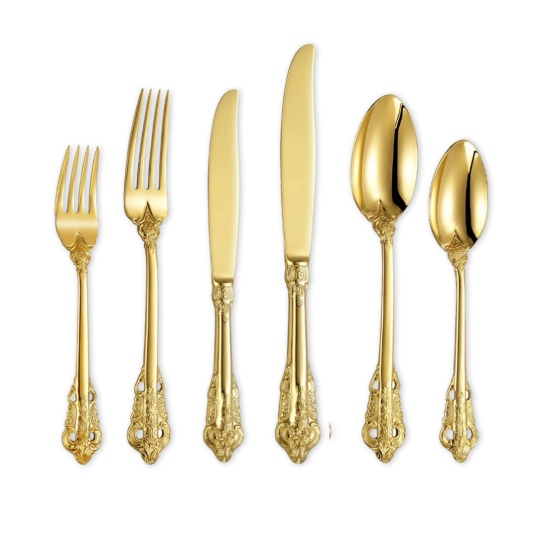 gold vintage cutlery hire