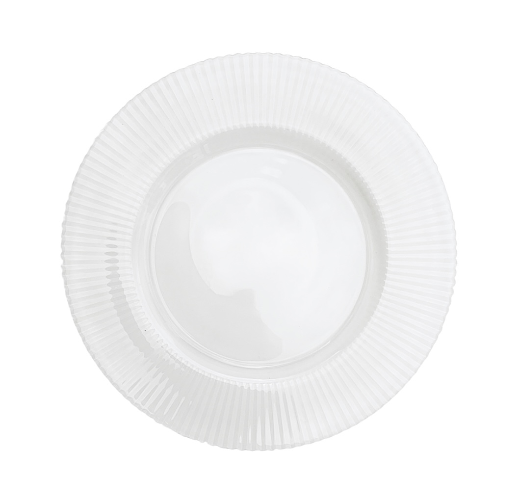 Clear Ribbed Charger Plate Hire - The Pretty Table Hire