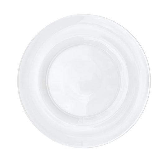 white rim charger plate hire