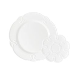 scallop white dinnerware hire