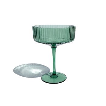 emerald green coupe glass hire