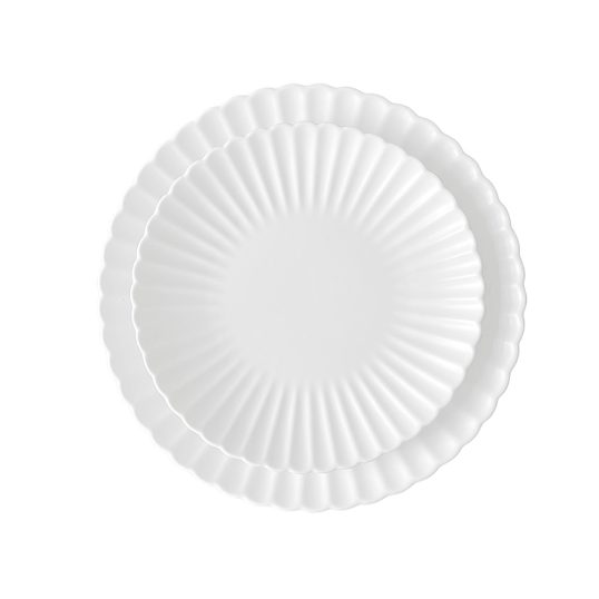 petal white dinnerware hire