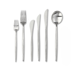 brushed silver cutlery hire
