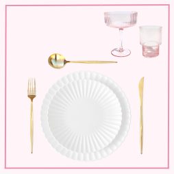 pink tableware