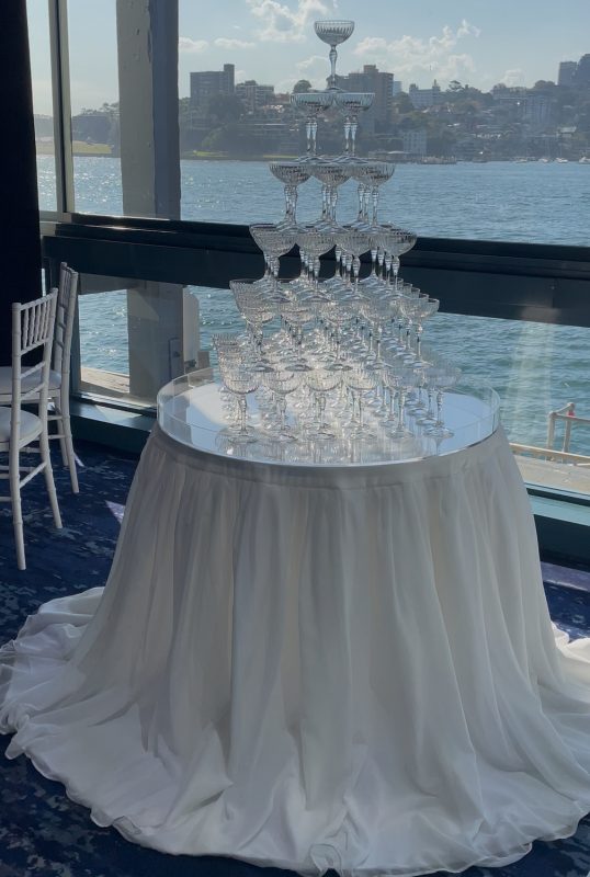 white pleated tablecloth hire
