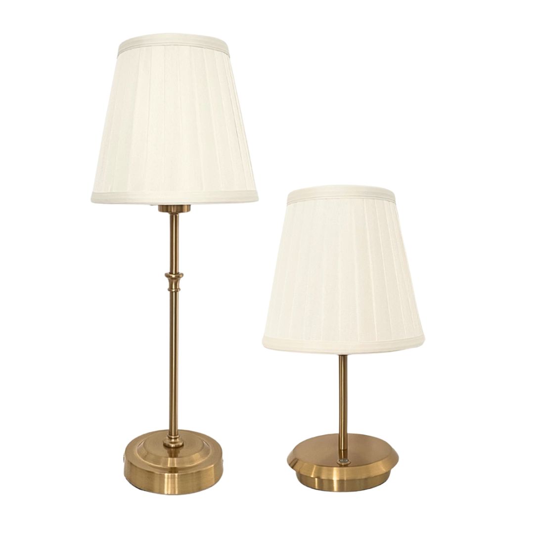ivory pleated table lamp hire