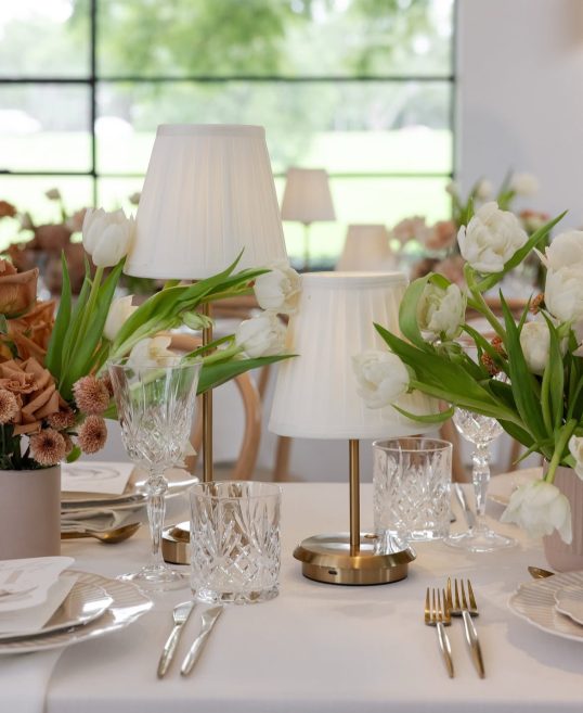 Ivory Pleated Table Lamp Hire - Image 7
